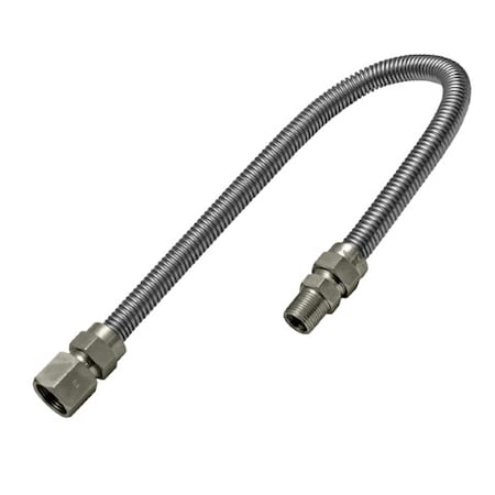 Gas Line Hose 1/2'' O.D.x30'' Length 3/8 FIPx1/2 MIP Fittings, Stainless Steel Flexible Connector